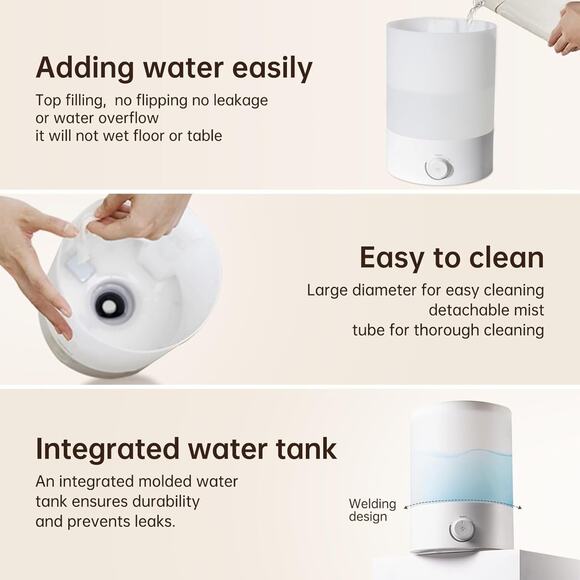 YOGIN Humidifiers for Bedroom Large Room Top fill 2.5L Ultrasonic 7 Color Mist - Picture 7 of 10
